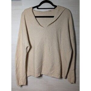 Line & Dot Tan Beige Hooded Knit Sweater Womens 1X V-Neck Pullover Revolve Boho